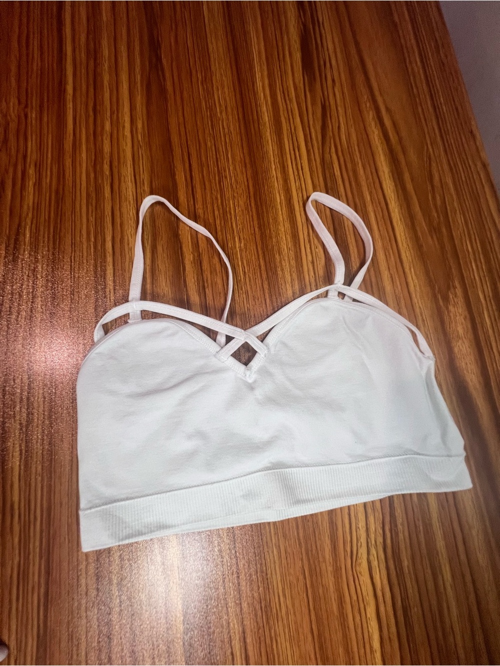 Lightweight White Cross-Strap Bralette - Soft Everyday Support